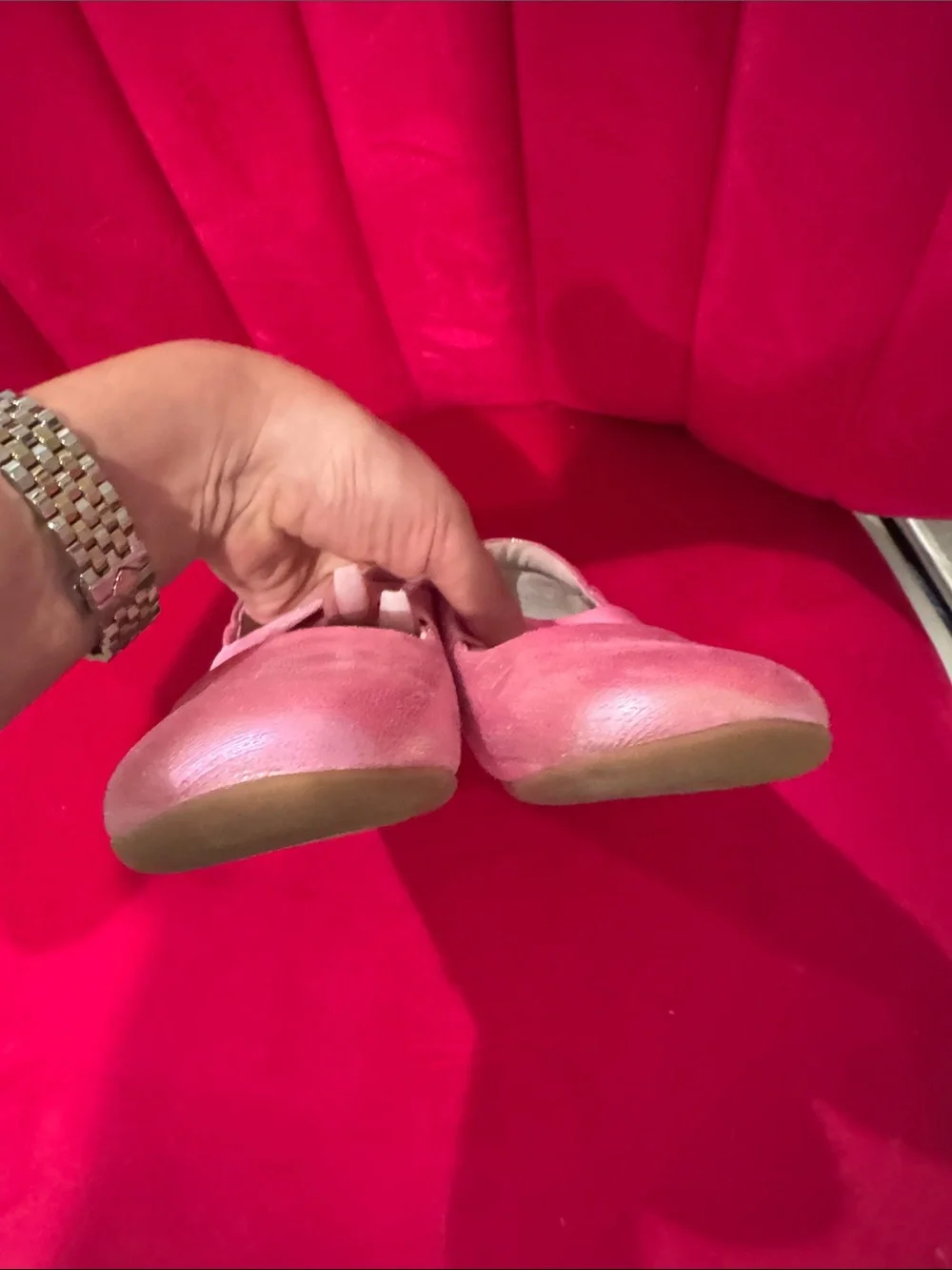 Livie & Luca Shimmery Pink Girls' Mary Jane Flats barely worn great condition